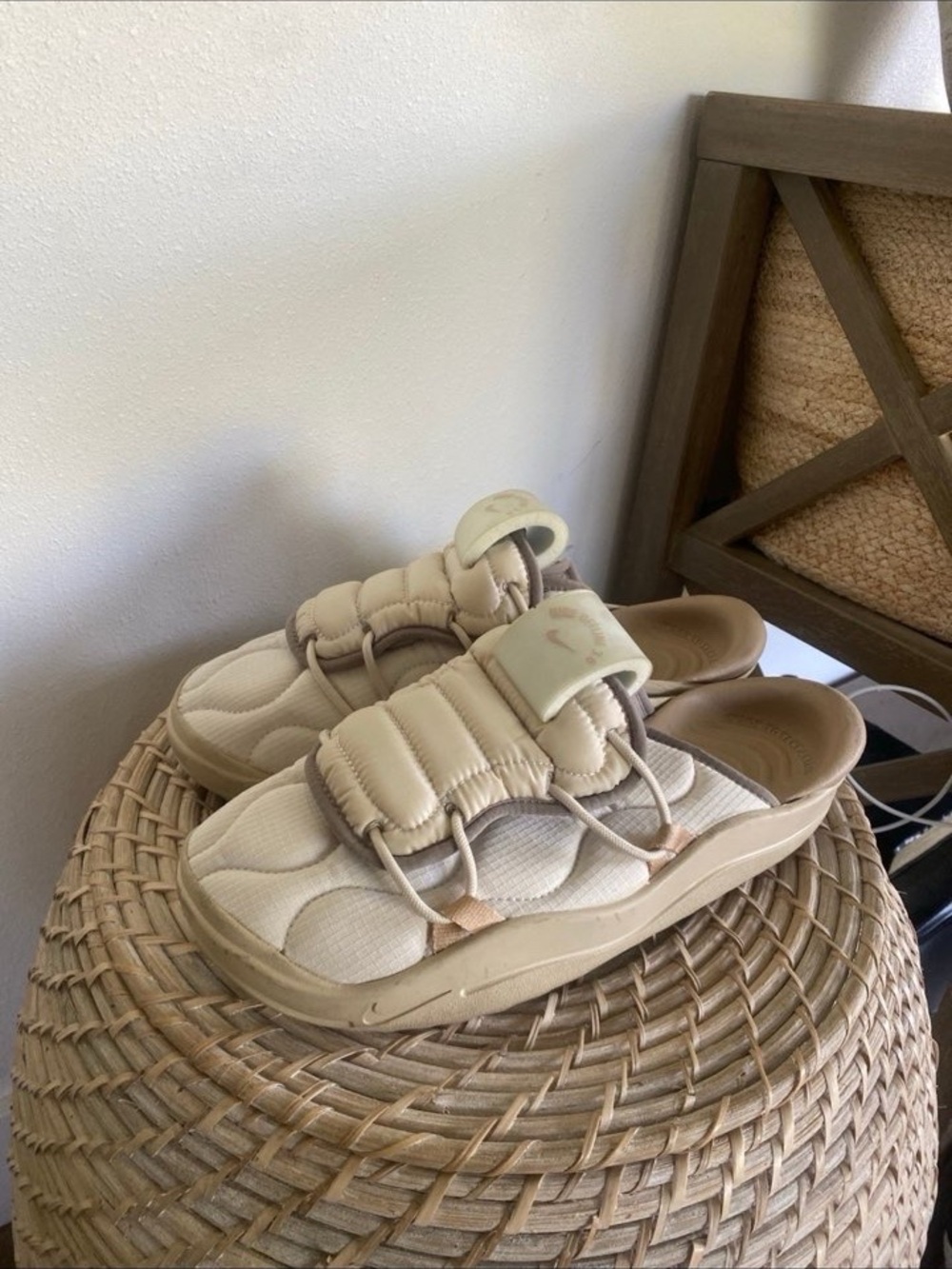 Nike Beige Padded Slide Sandals